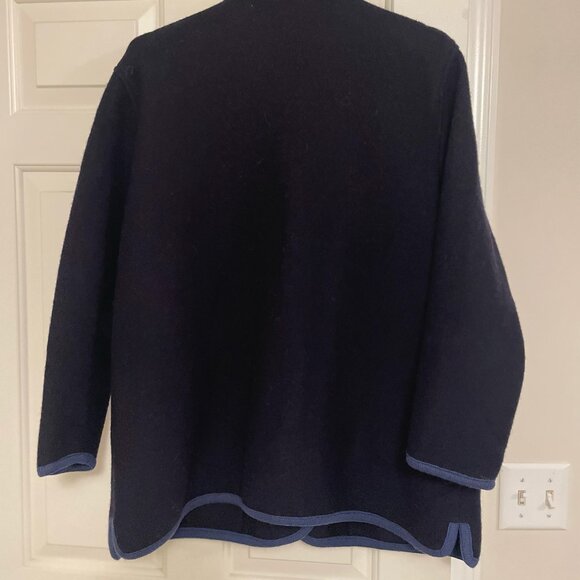 Geiger Collection Navy Blue Vintage Austria Made Wool Embroidered Cardigan sz 50 - Picture 2 of 5